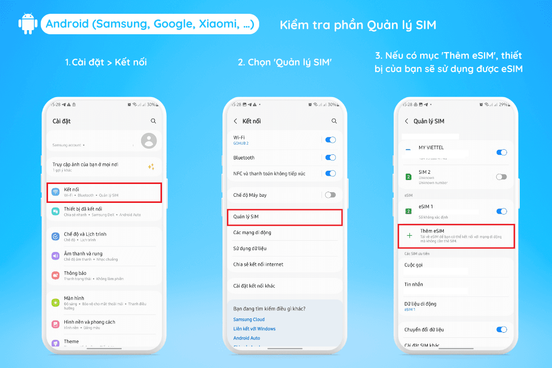 Hướng dẫn kiểm tra thiết bị Android có hỗ trợ eSIM hay không