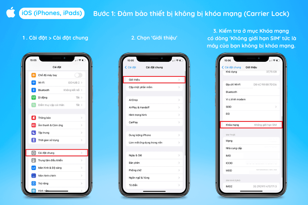 Hướng dẫn kiểm tra thiết bị iOS có bị khóa mạng (Carrier Lock) hay không
